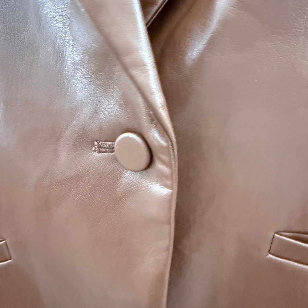 Cinq à Sept chocolate brown Vegan Leather Blazer - Picture 6 of 12